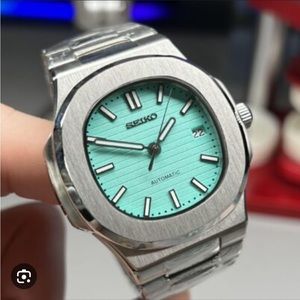 Custom Seiko Mod Patek Nautilus Tiff Blue dial 40mm men automatic date